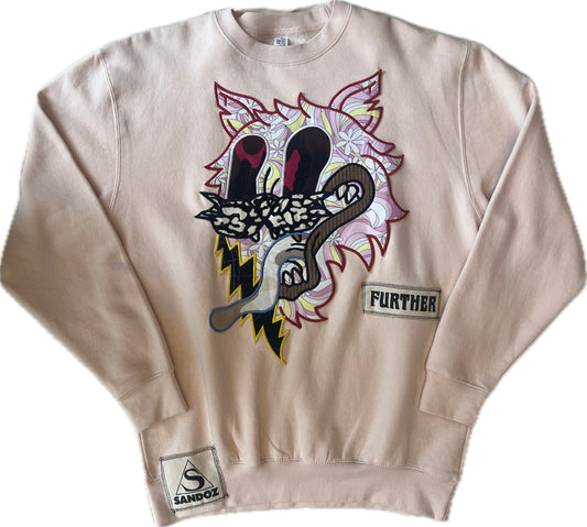 Crewneck with Further Cat Appliqué Patch, Size L